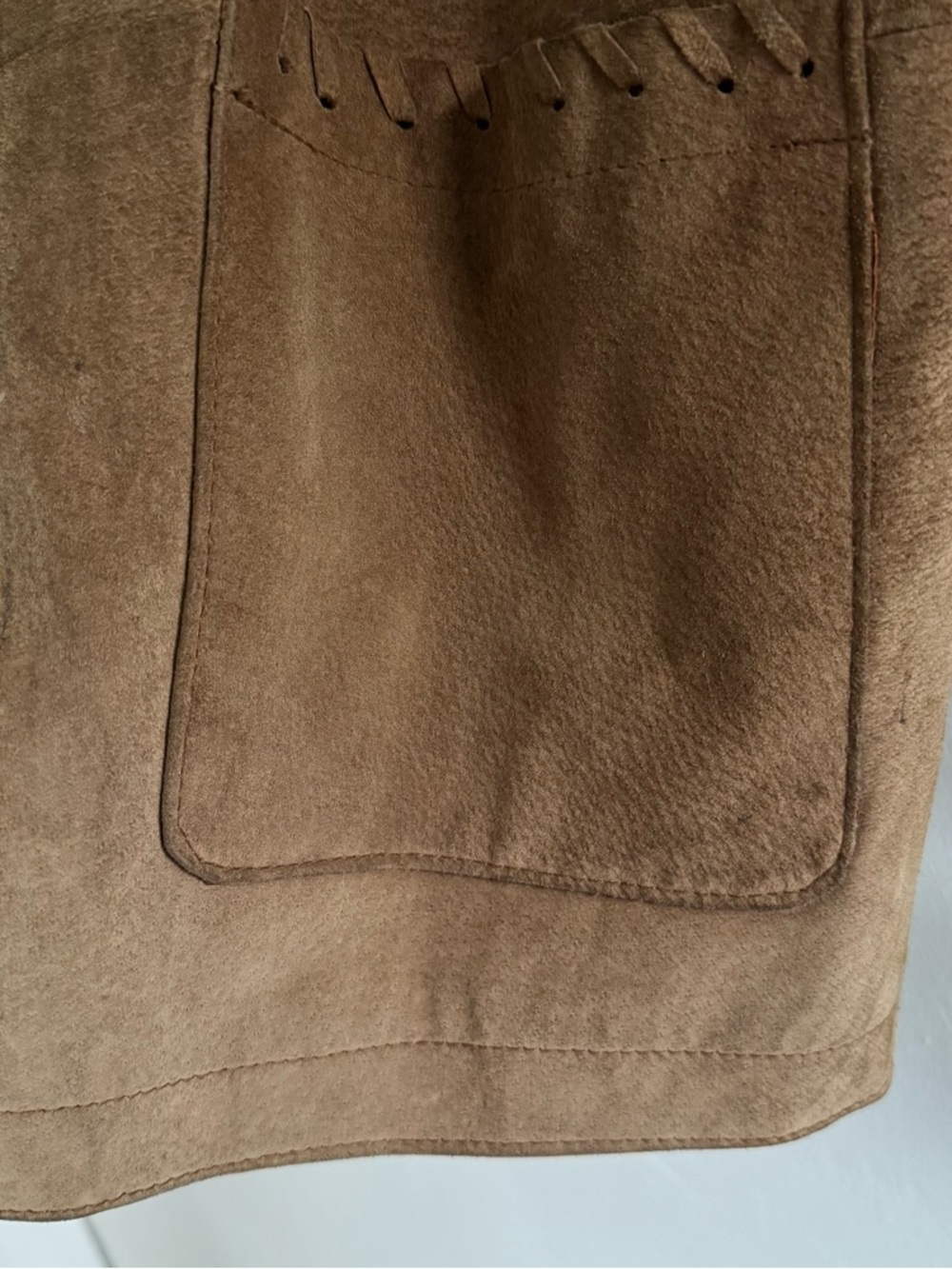 Vintage BB Dakota Tan Brown 100% Suede Leather Jacket Oversized Western Boho - Picture 5 of 13